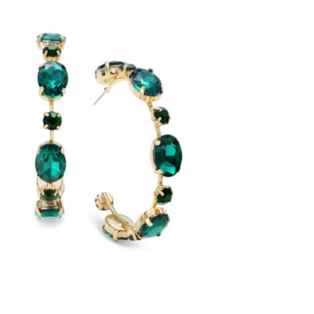 INC Mixed-Metal Crystal Hoop Earrings